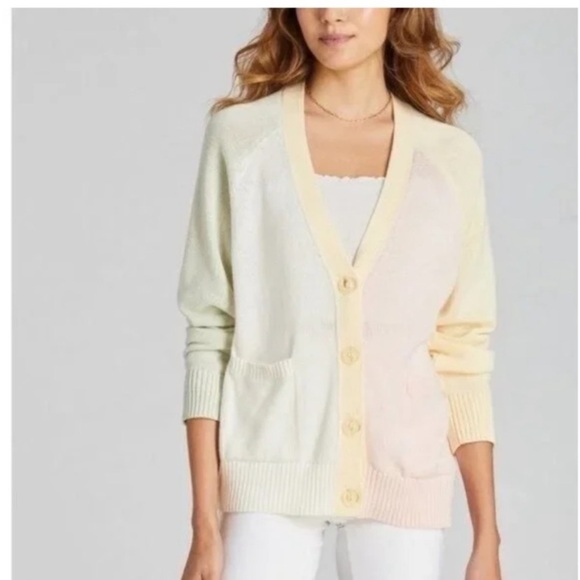 525 AMERICA Contrast Cardigan Butter Multi - Picture 1 of 14